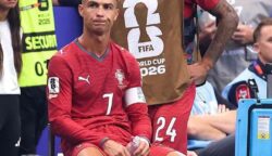 Pemain Portugal Cristiano Ronaldo (CR7) usai kalah 0-1 dari Spanyol dalam babak 16 besar Piala Dunia 2026, di Atlanta Stadium, Amerika Serikat, Selasa, 7 Juli 2026, dini hari WIB.