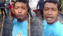 Tangkapan layar video warga Dusun Umbul Glimbung, Desa Bandar Agung, Kabupaten Lampung Timur, yang membangun jalan secara swadaya