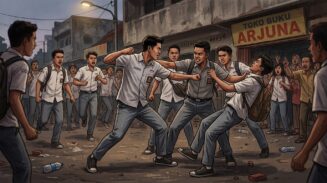Ilustrasi pelajar tawuran