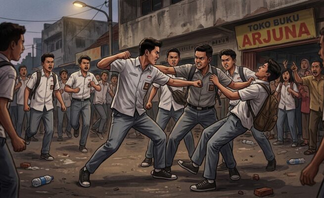 Ilustrasi pelajar tawuran