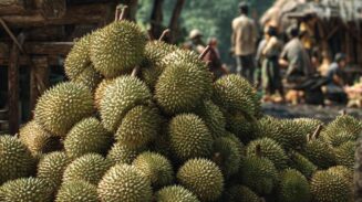 Ilustrasi panen durian di Baduy, Banten