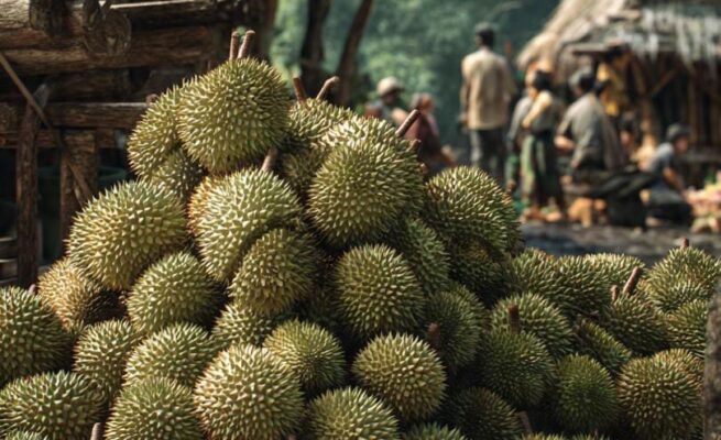 Ilustrasi panen durian di Baduy, Banten