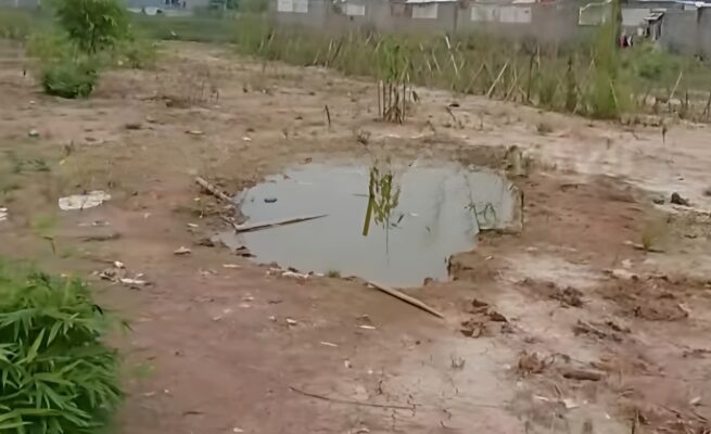 Proyek pembangunan Hutan Bambu Cisoka di Desa Bojong Loa, Kecamatan Cisoka, Kabupaten Tangerang, tampak belum rampung dibangun.