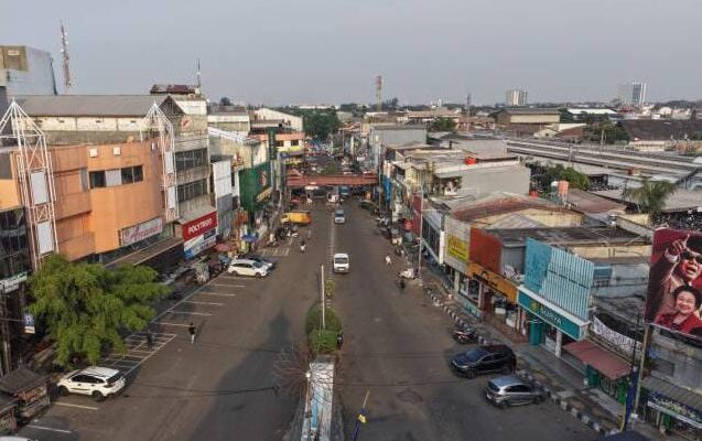 Foto udara di kawasan Jl. Kiasnawi, Kecamatan Tangerang, Kota Tangerang.