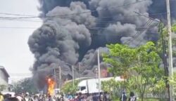 Kawasan Pergudangan Kosambi Permai, Jalan Raya Prancis, Desa Jati Mulya, Kecamatan Kosambi, Kabupaten Tangerang terbakar hebat pada Rabu, 16 September 2026, siang.