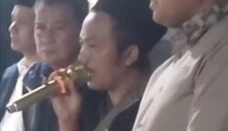 Aji Cahyono, pria yang membawa sajam dalam video viral pembubaran GKPI Rajeg, Kabupaten Tangerang, menyampaikan klarifikasi dan permohonan maaf.