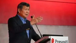 Utusan Khusus Presiden Bidang Iklim dan Energi, Hashim Djojohadikusumo, dalam acara Prasasti Indonesia Policy Forum 2026 di Jakarta Selatan. 